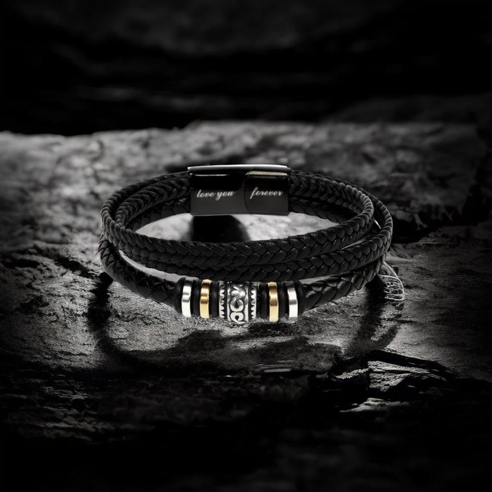 TO MY SON | LOVE YOU FOREVER | VEGAN LEATHER BRAID BRACELET