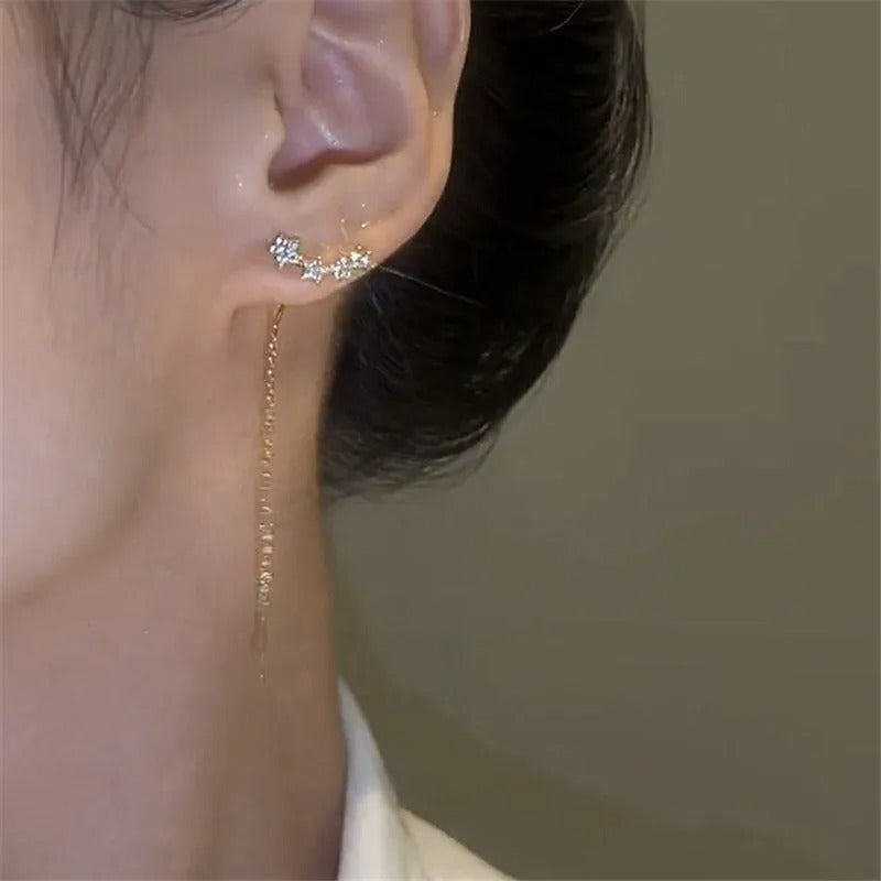 LONG TASSEL THREAD CHAIN EARRINGS