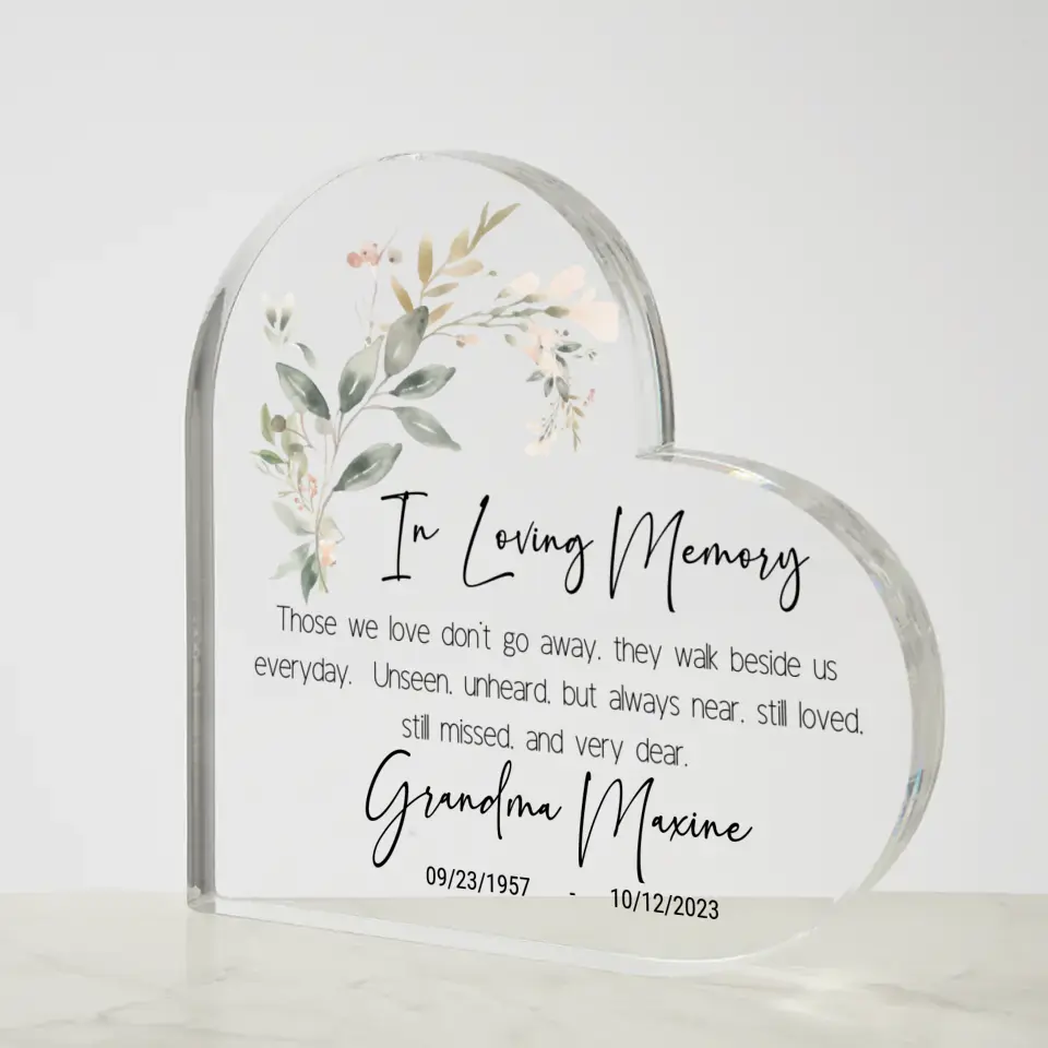 EVERLASTING MEMORIES: HEART-SHAPED ACRYLIC TRIBUTE PLAQUE