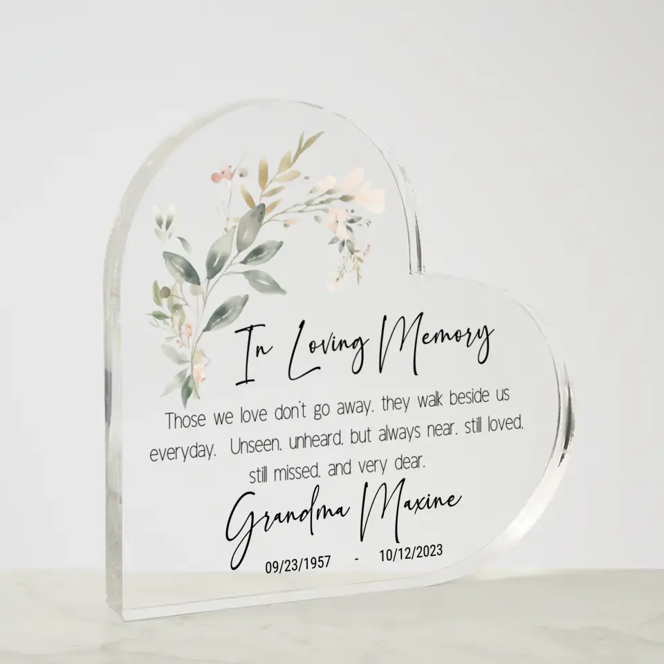 EVERLASTING MEMORIES: HEART-SHAPED ACRYLIC TRIBUTE PLAQUE