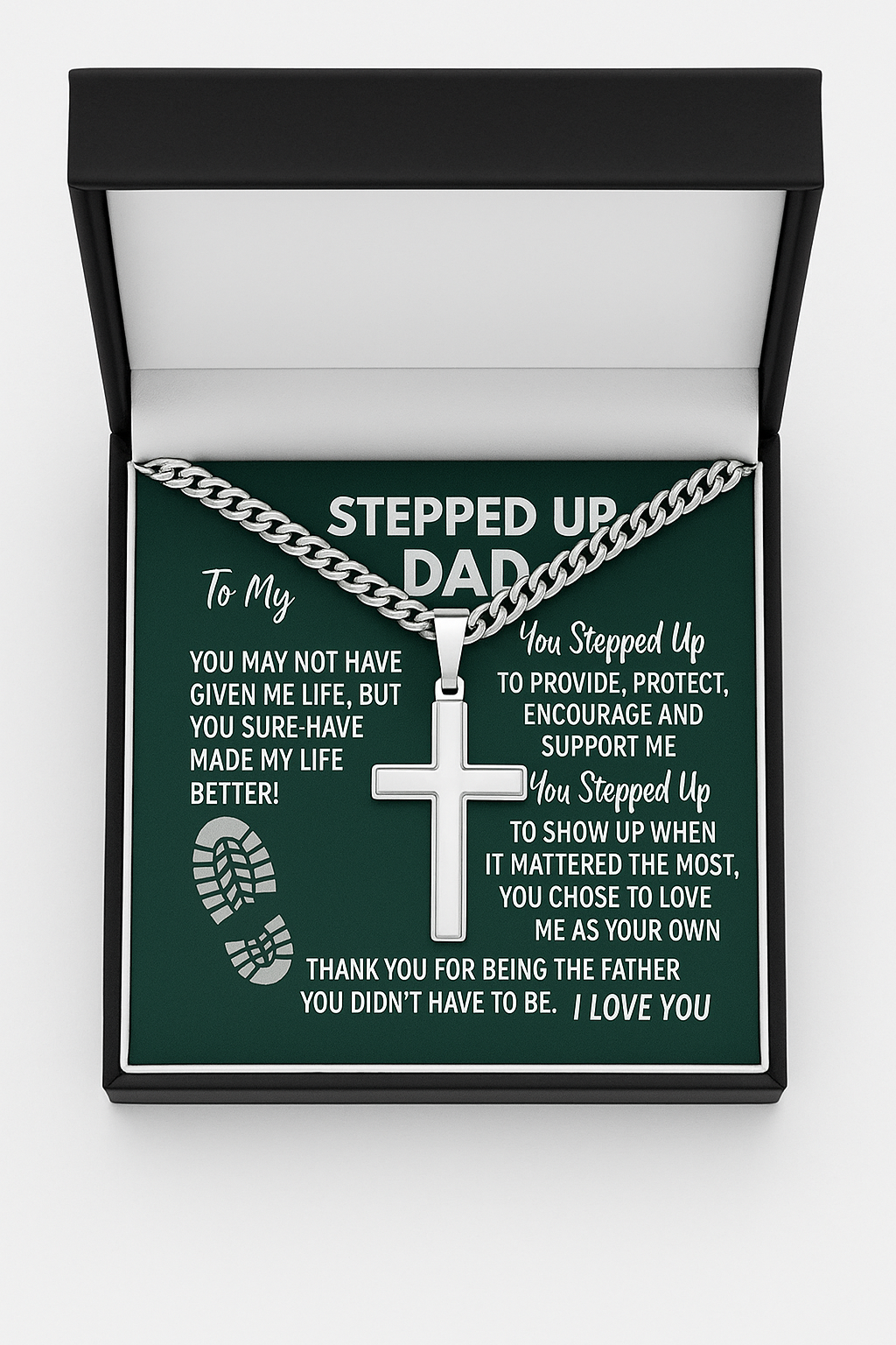 Stepped-Up Dad Cross Necklace | Personalized Father's Day Gift