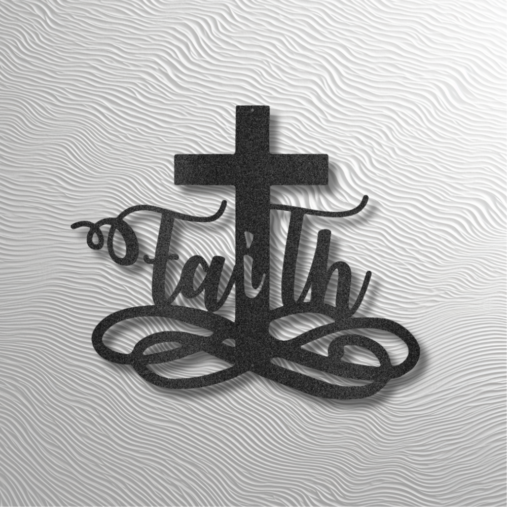 Inspirational Cross Metal Sign – Faith-Based Home Decor