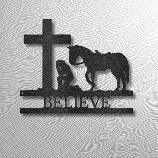 Western Cowgirl Monogram Sign – Rustic Faith-Inspired Metal Art | USA Made