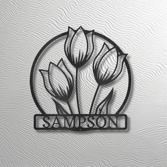 Personalized Wild Tulip Metal Sign – Custom Monogram Wall Decor