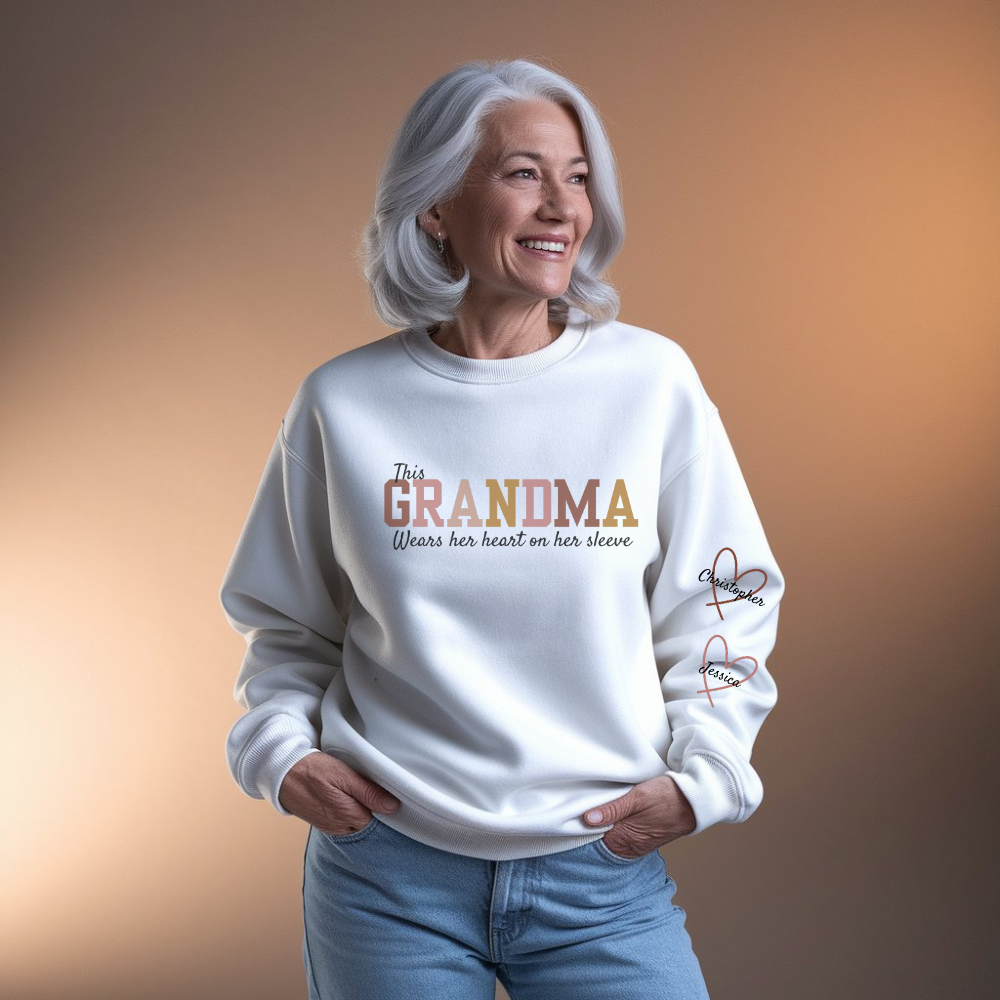 Heart on Her Sleeve Custom Sweatshirt for Grandma