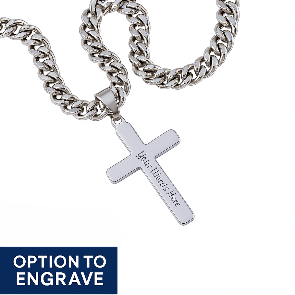 Stepped-Up Dad Cross Necklace | Personalized Father's Day Gift