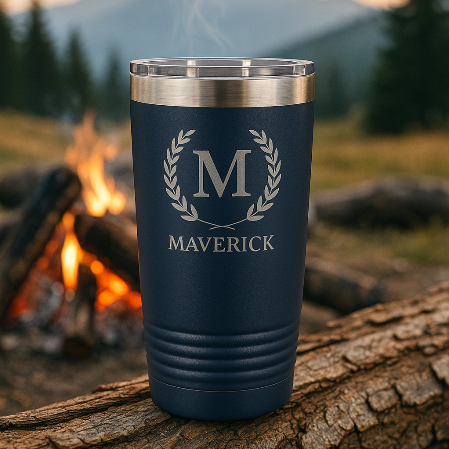 Personalized Laser-Engraved Whiskey Glass & Insulated Tumbler