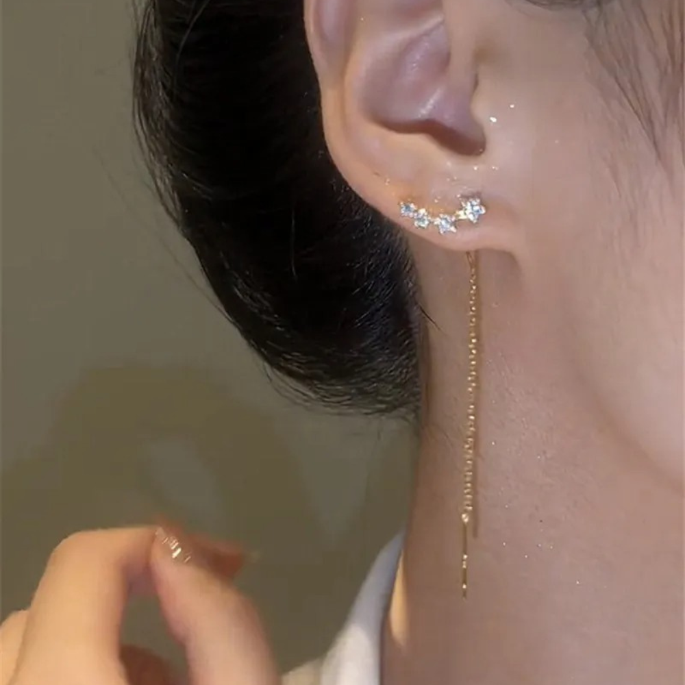 LONG TASSEL THREAD CHAIN EARRINGS