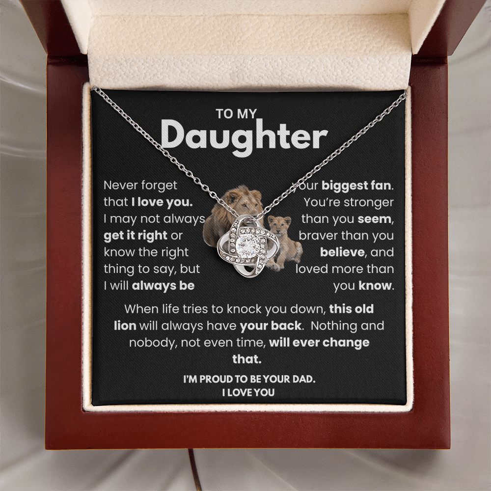 Meaningful Dad to Daughter Necklace – ‘This Old Lion Has Your Back'