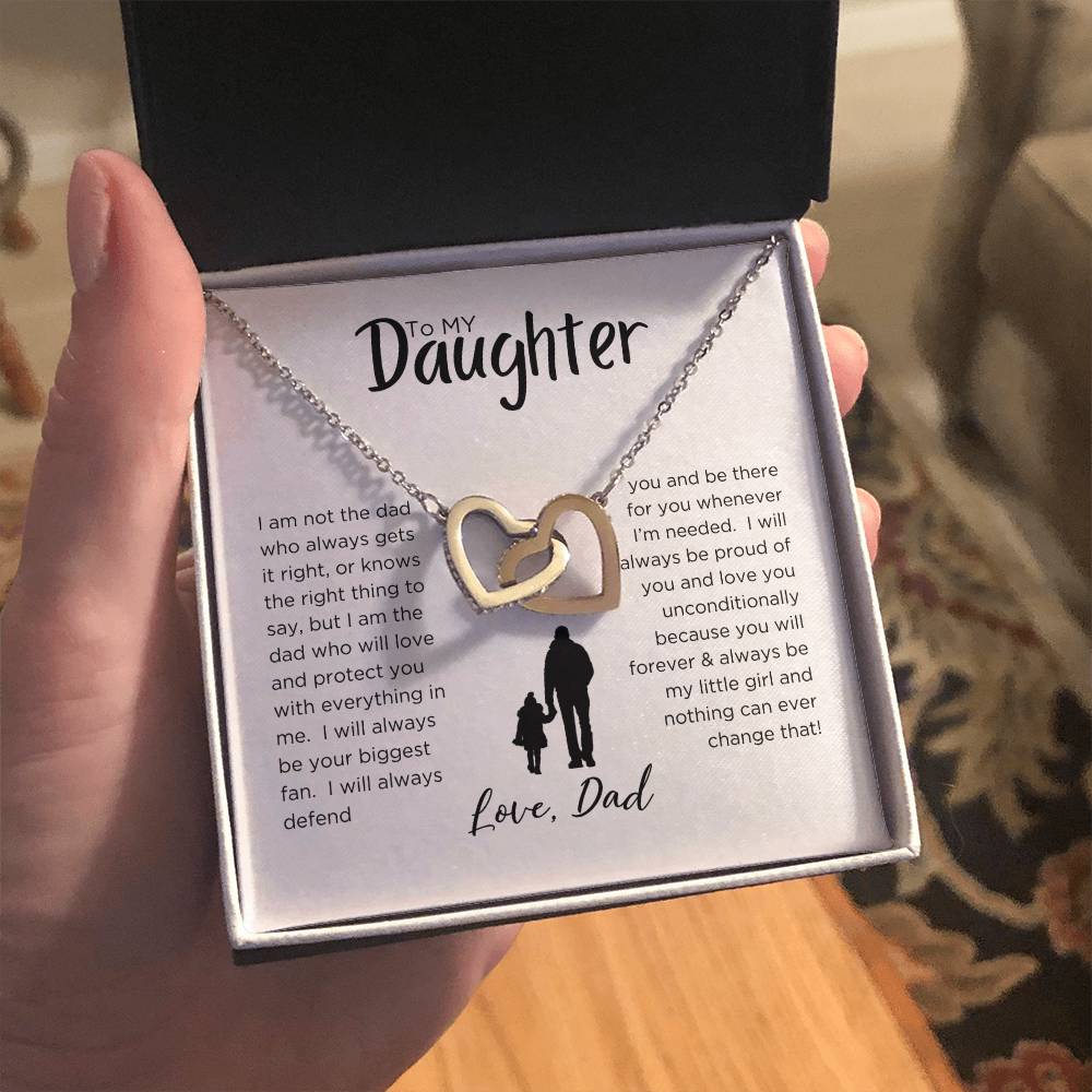 DAD'S EVERLASTING BOND: INTERLOCKING HEART NECKLACE FOR MY DAUGHTER