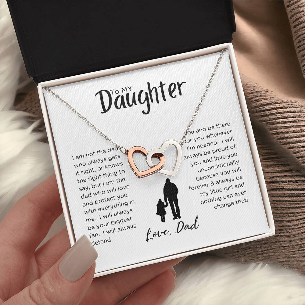DAD'S EVERLASTING BOND: INTERLOCKING HEART NECKLACE FOR MY DAUGHTER