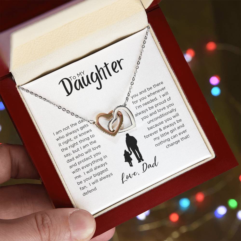DAD'S EVERLASTING BOND: INTERLOCKING HEART NECKLACE FOR MY DAUGHTER