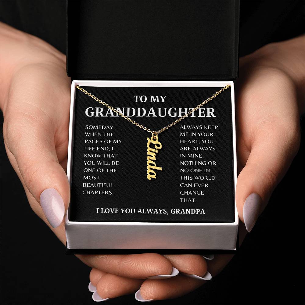 GIFT OF LOVE: ELEVATE YOUR GRANDDAUGHTER'S STYLE VERTICAL NAME NECKLACE!