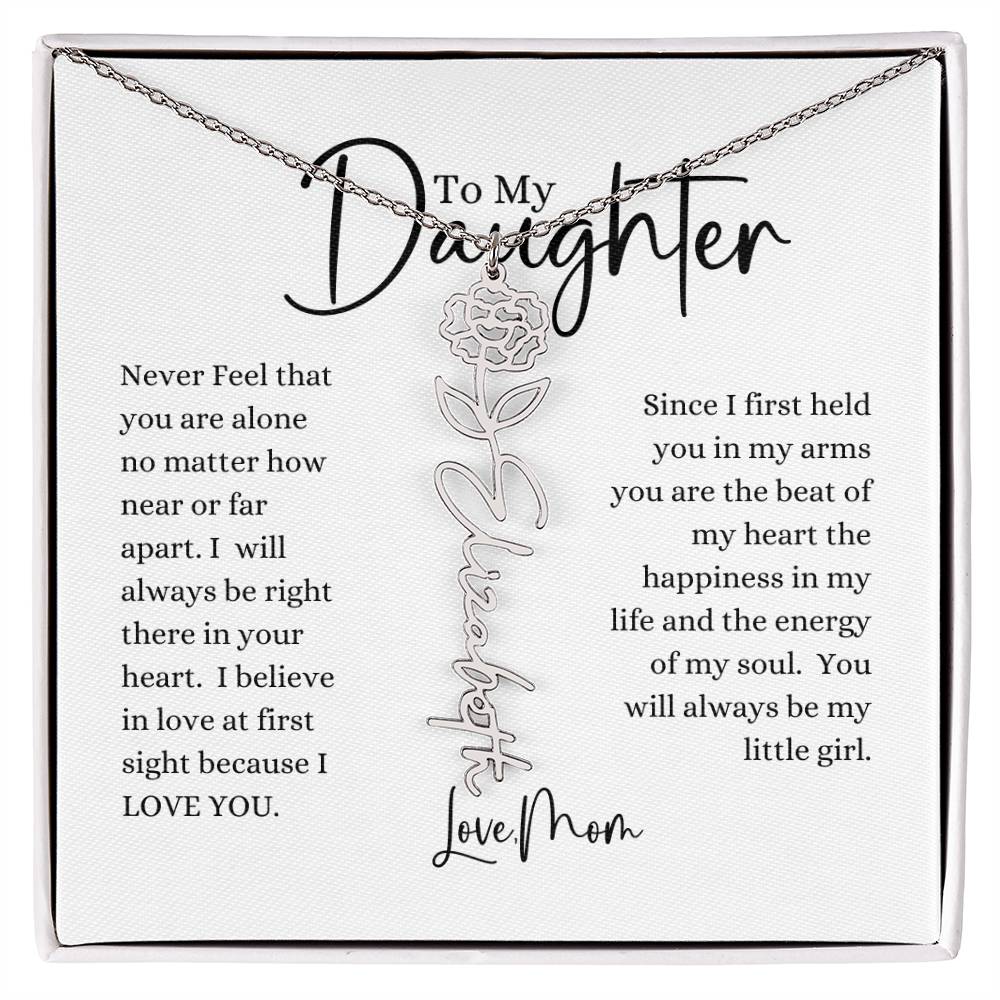 ELEGANCE IN BLOOM : SILVER OR GOLD BIRTH FLOWER NAME NECKLACE WITH PENDANT