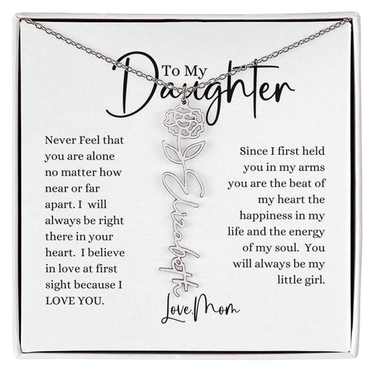 ELEGANCE IN BLOOM : SILVER OR GOLD BIRTH FLOWER NAME NECKLACE WITH PENDANT