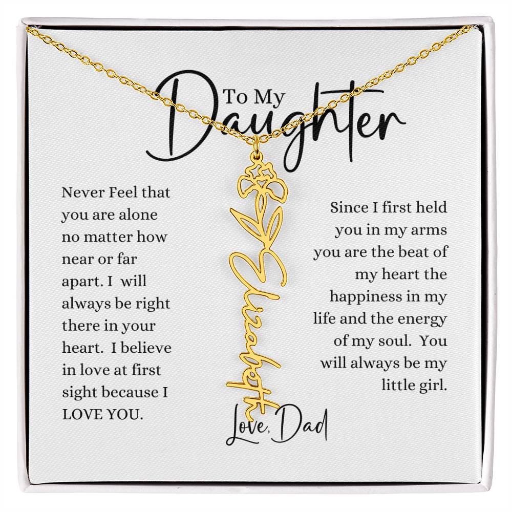 ELEGANCE IN BLOOM: SILVER OR GOLD BIRTH FLOWER NAME NECKLACE WITH PENDANT