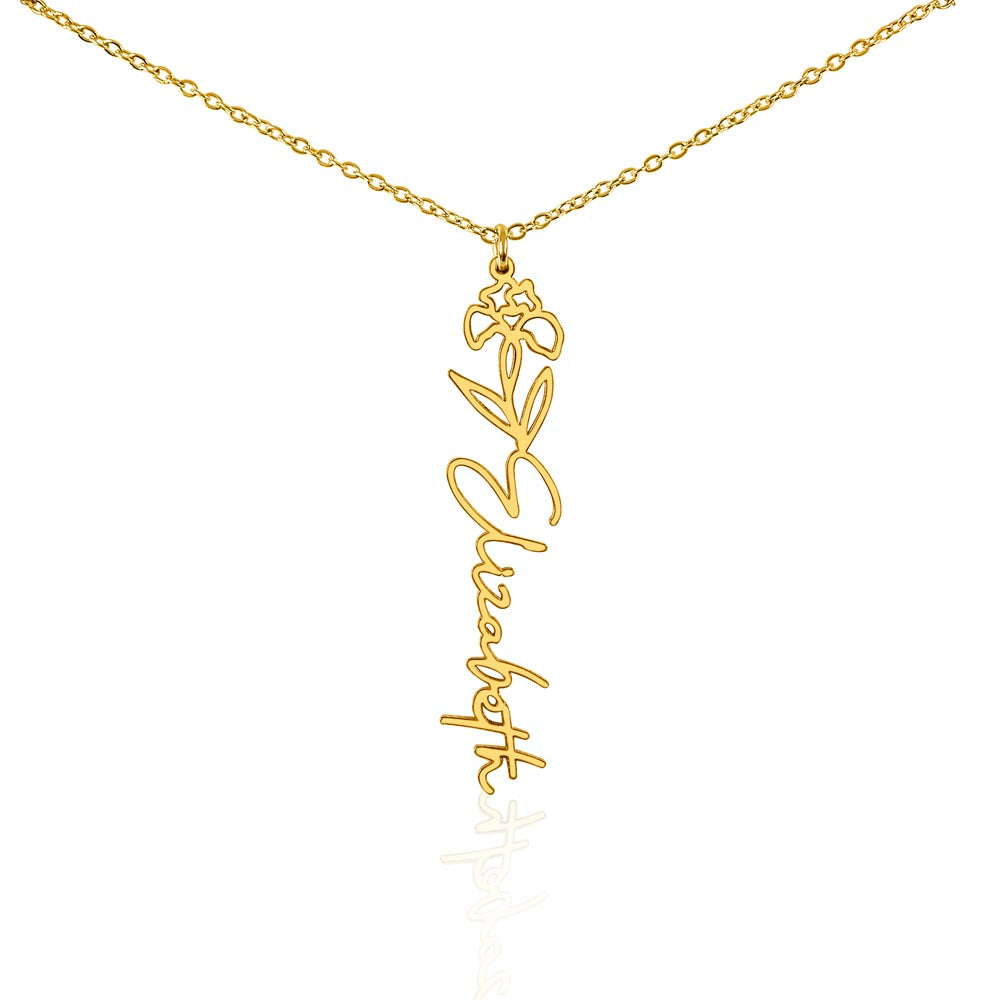 ELEGANCE IN BLOOM: SILVER OR GOLD BIRTH FLOWER NAME NECKLACE WITH PENDANT