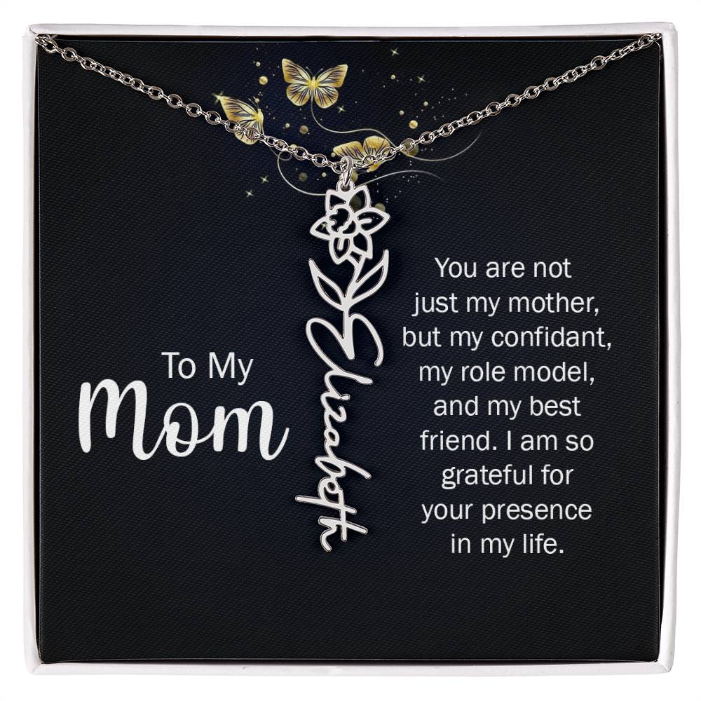 TO MY MOM BIRTH FLOWER NECKLACE