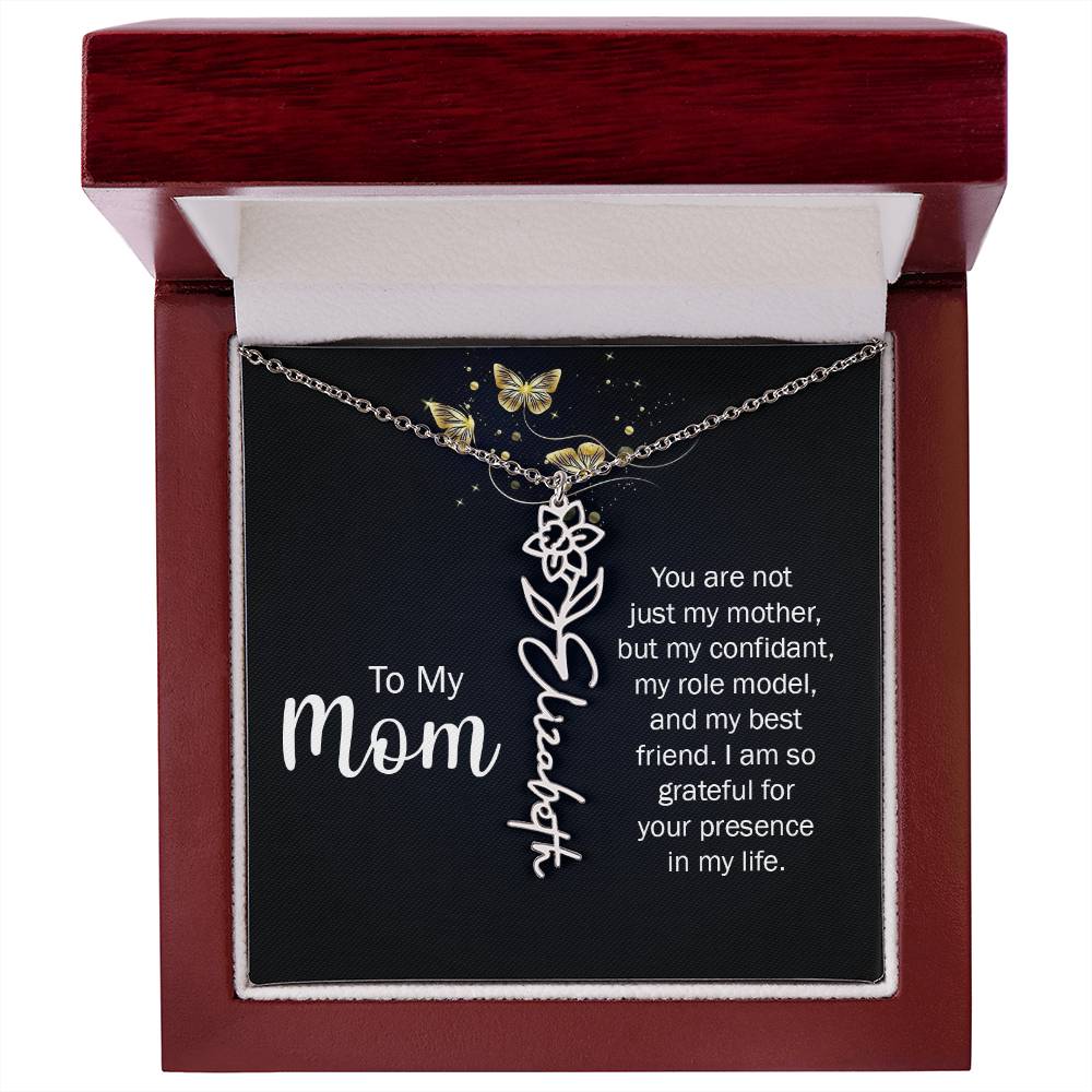 TO MY MOM BIRTH FLOWER NECKLACE