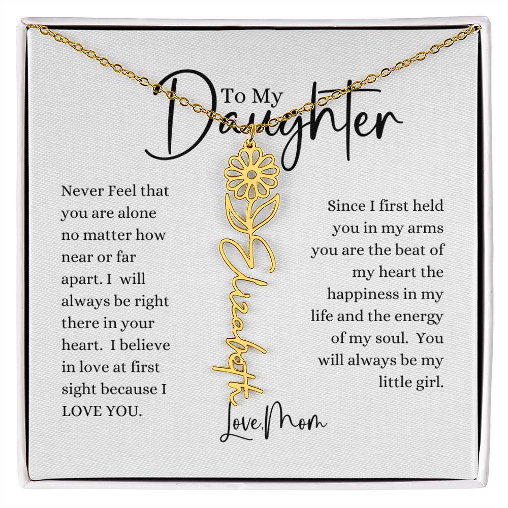 ELEGANCE IN BLOOM : SILVER OR GOLD BIRTH FLOWER NAME NECKLACE WITH PENDANT