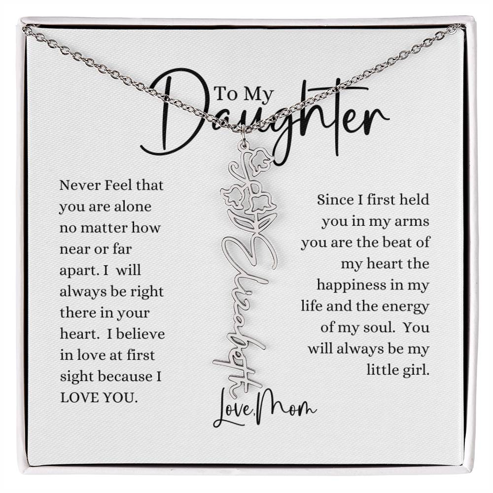 ELEGANCE IN BLOOM : SILVER OR GOLD BIRTH FLOWER NAME NECKLACE WITH PENDANT