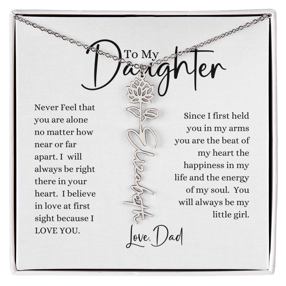 ELEGANCE IN BLOOM: SILVER OR GOLD BIRTH FLOWER NAME NECKLACE WITH PENDANT