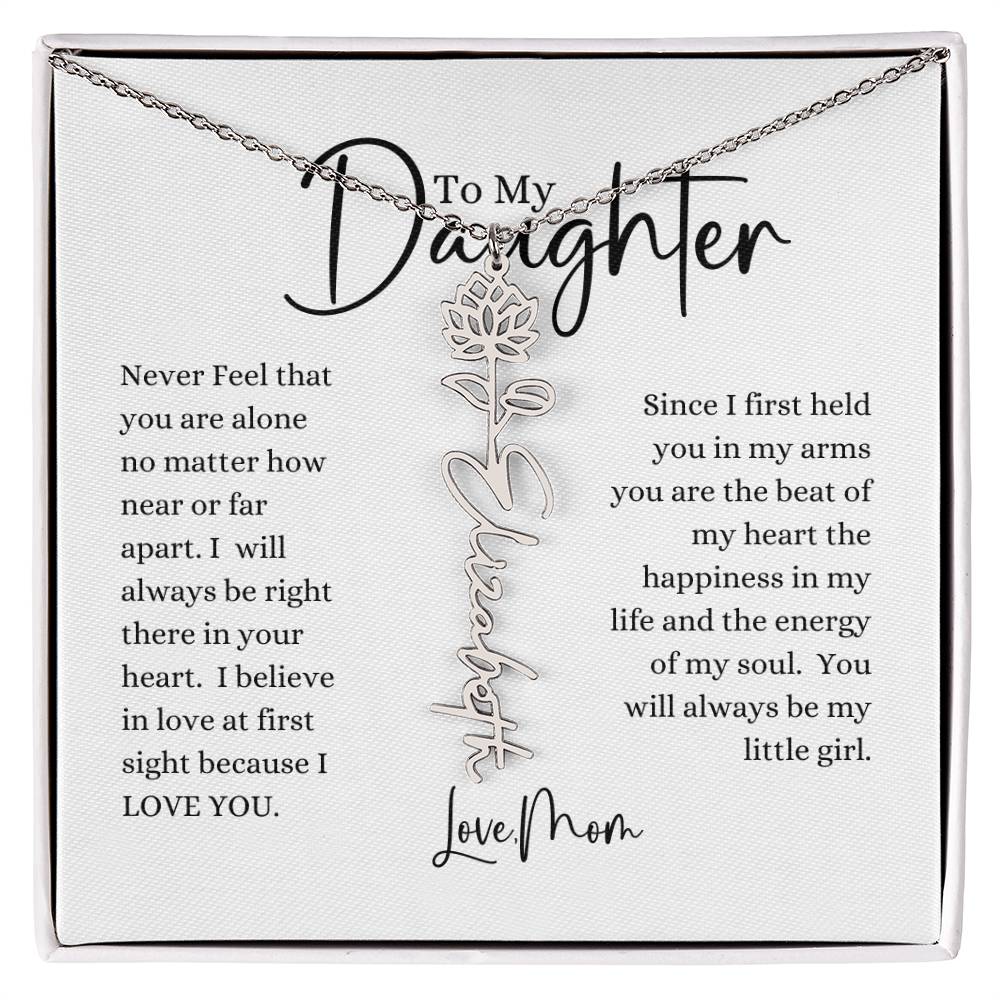 ELEGANCE IN BLOOM : SILVER OR GOLD BIRTH FLOWER NAME NECKLACE WITH PENDANT