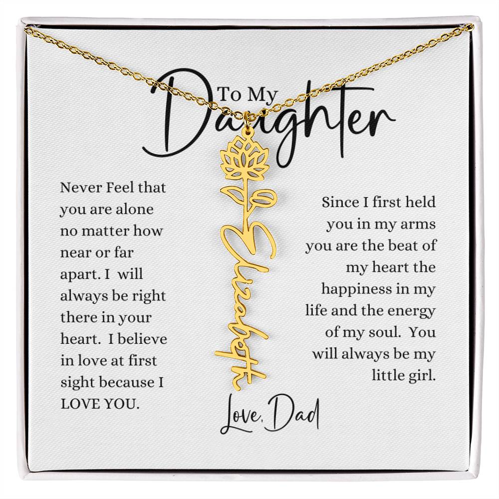 ELEGANCE IN BLOOM: SILVER OR GOLD BIRTH FLOWER NAME NECKLACE WITH PENDANT