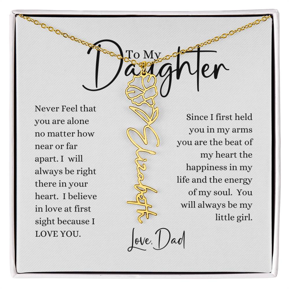 ELEGANCE IN BLOOM: SILVER OR GOLD BIRTH FLOWER NAME NECKLACE WITH PENDANT