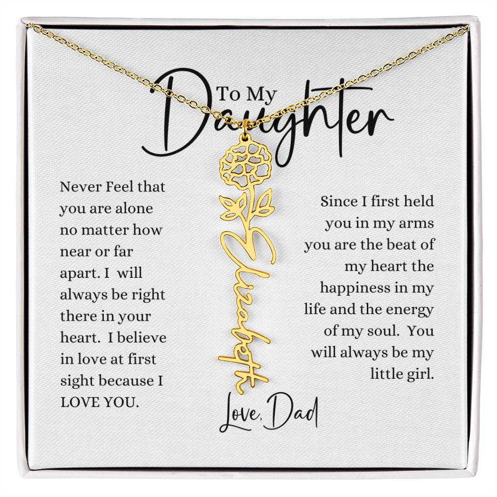 ELEGANCE IN BLOOM: SILVER OR GOLD BIRTH FLOWER NAME NECKLACE WITH PENDANT