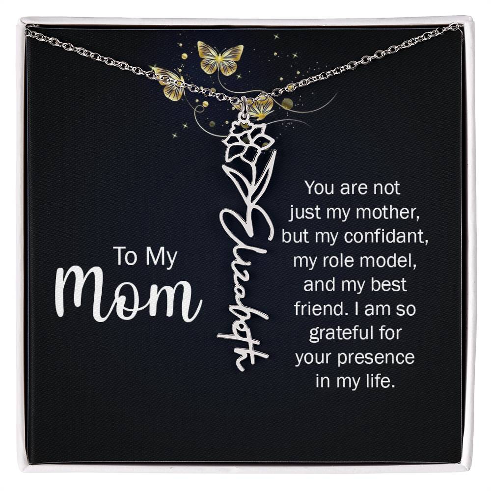 TO MY MOM BIRTH FLOWER NECKLACE