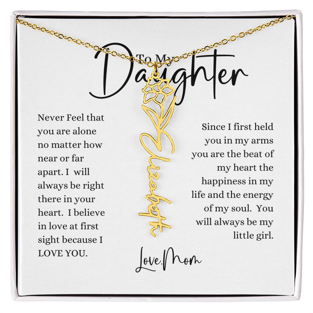 ELEGANCE IN BLOOM : SILVER OR GOLD BIRTH FLOWER NAME NECKLACE WITH PENDANT
