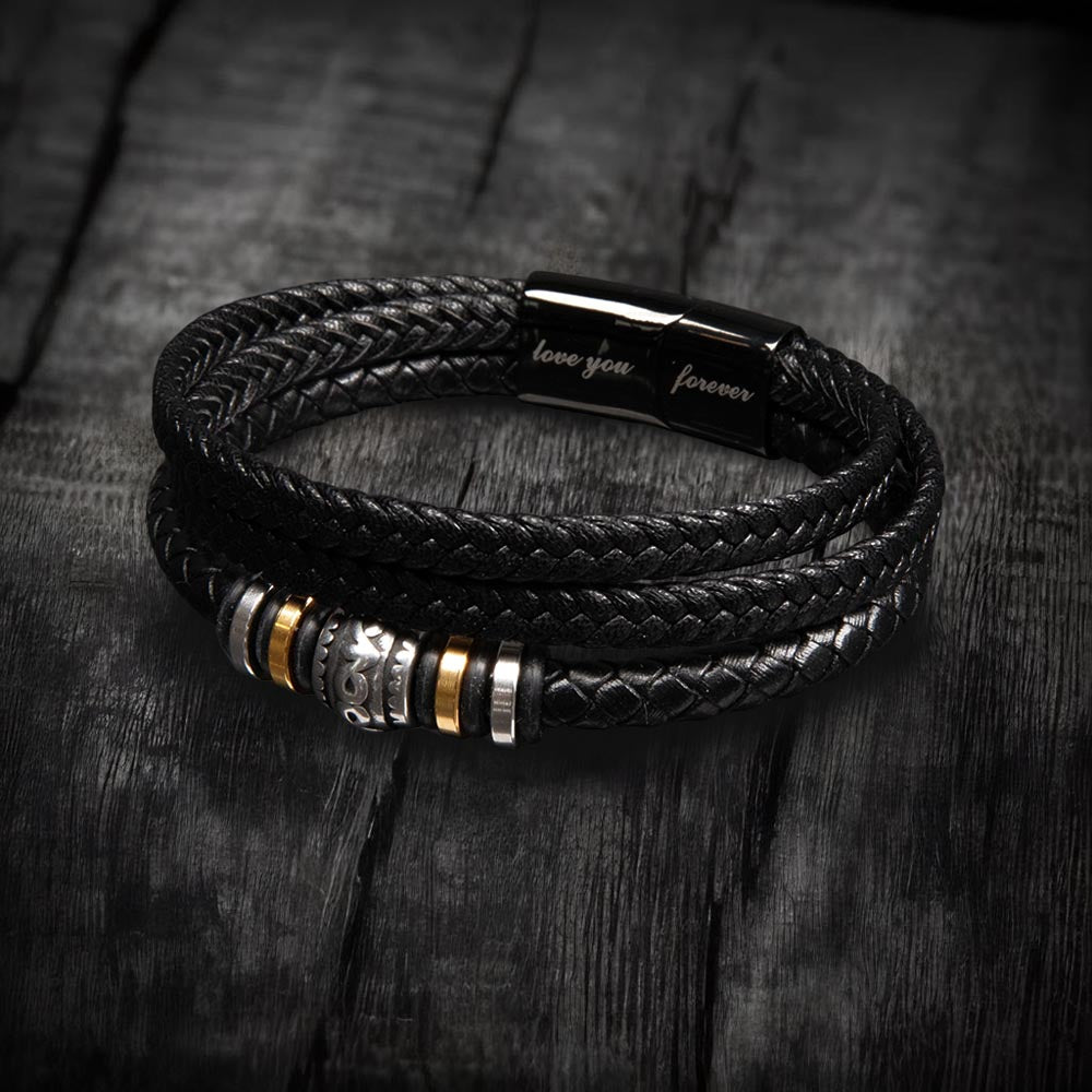 TO MY GRANDSON LEATHER BRACELET