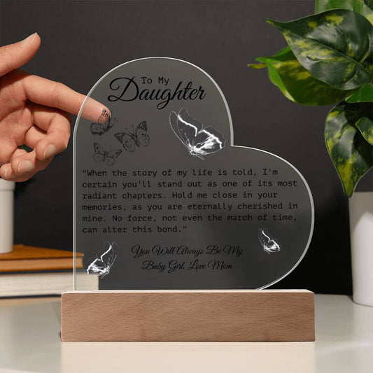 FROM HEART TO HEART: A MOTHER'S  LOVE TO DAUGHTER PLAQUE