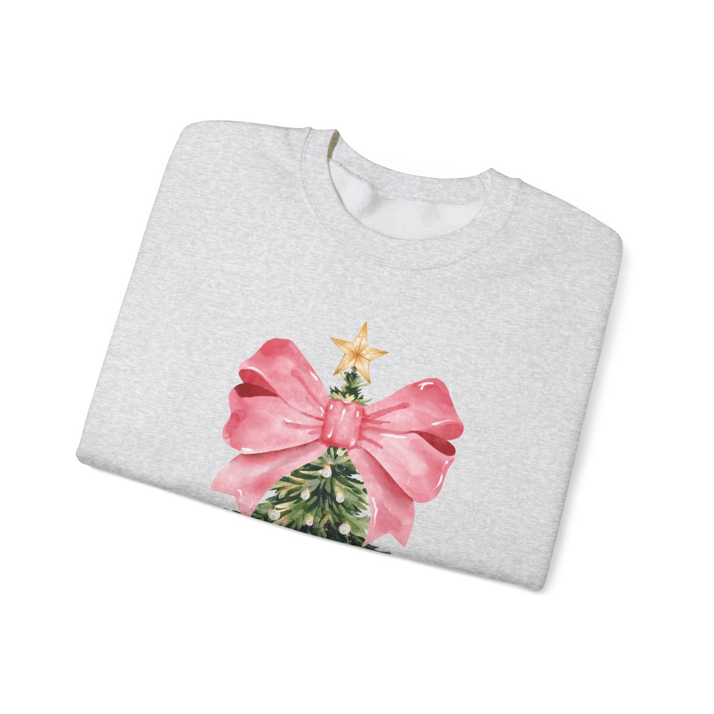 Festive Pink Bow Holiday Sweatshirt