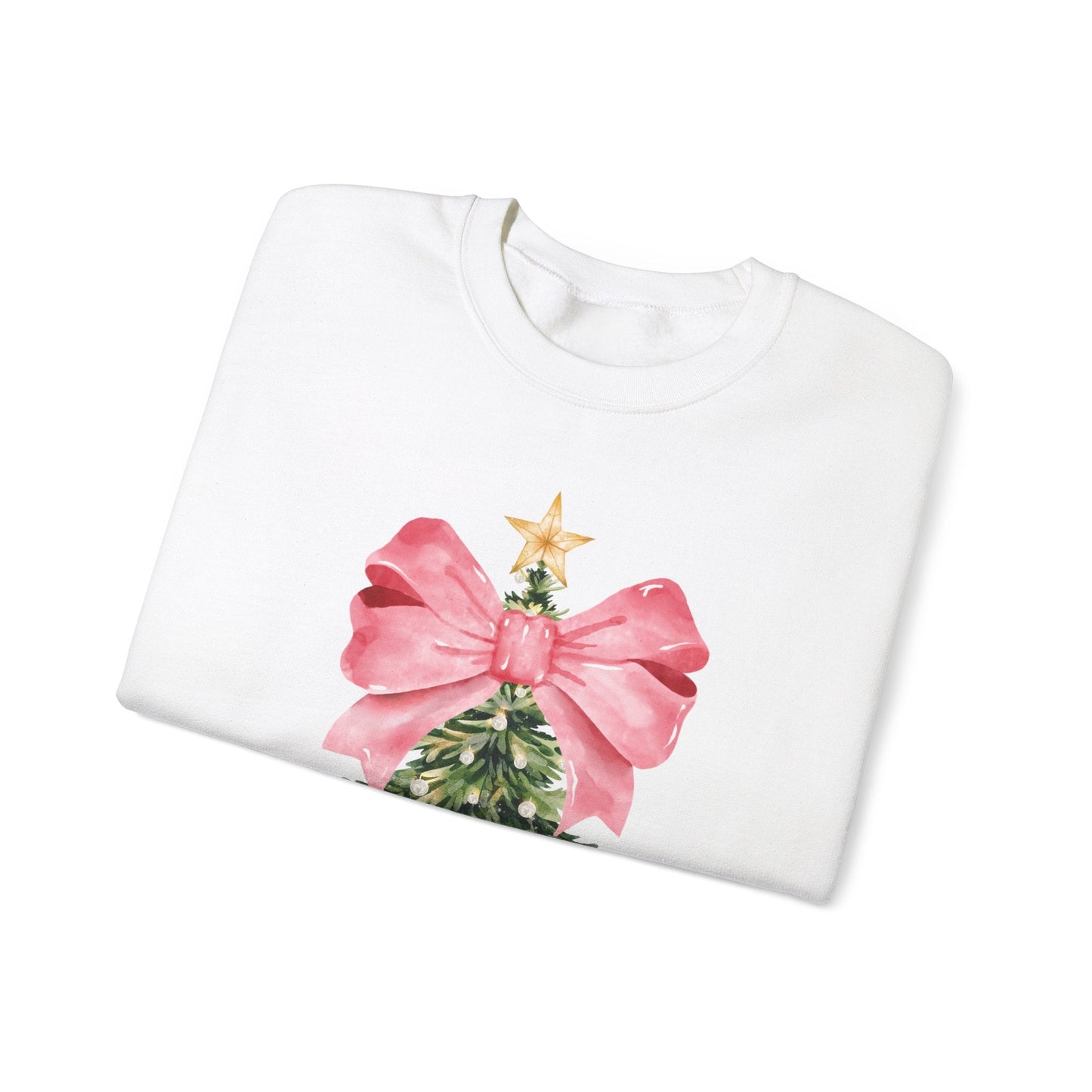 Festive Pink Bow Holiday Sweatshirt