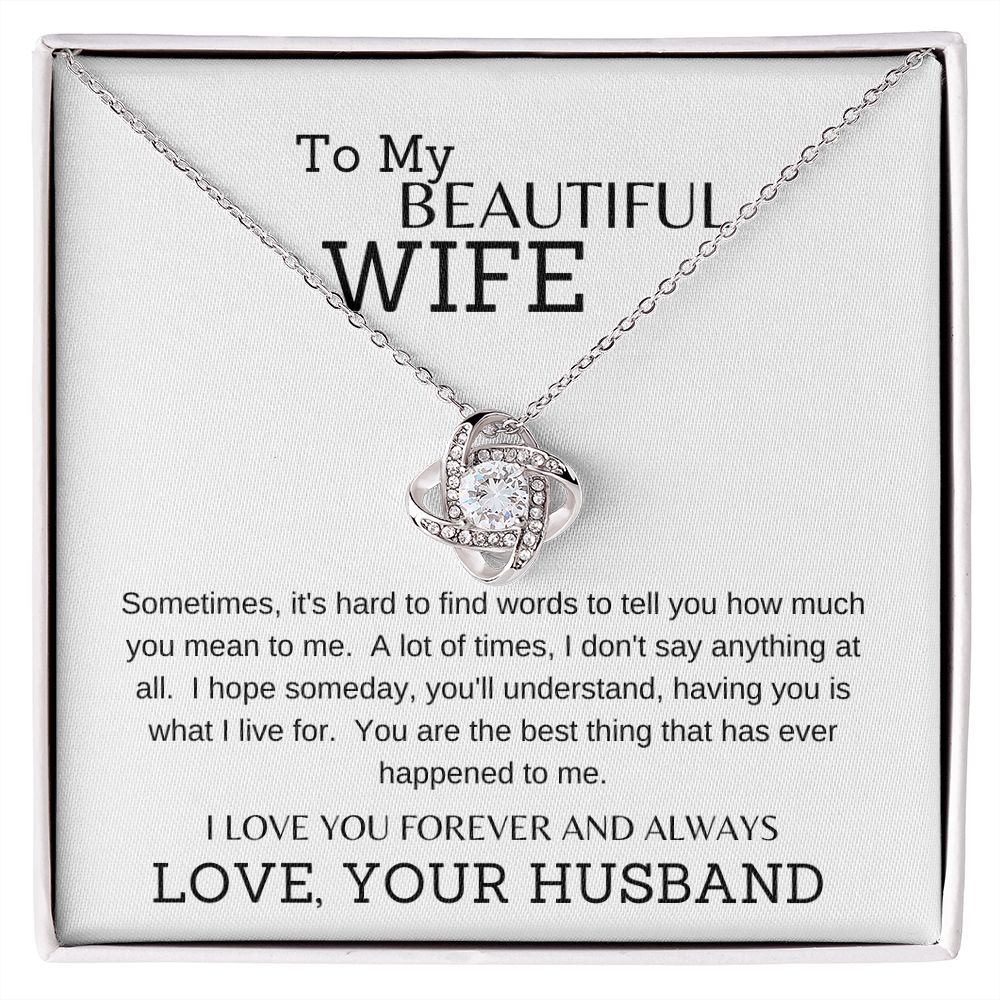 LOVE KNOT NECKLACE | TO MY BEAUTIFUL WIFE | SILVER OR GOLD | SHIPS FAST FROM THE USA