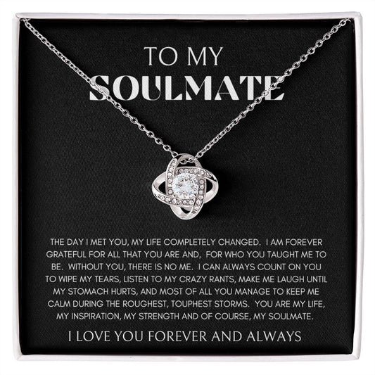 LOVE KNOT NECKLACE| TO MY SOULMATE | SILVER OR GOLD | SHIPS FAST FROM THE USA