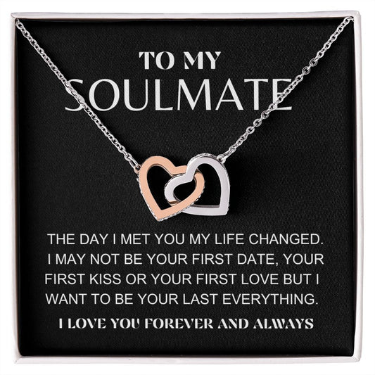 INTERLOCKING HEARTS NECKLACE | TO MY SOULMATE | STEEL AND ROSE GOLD | SOLID GOLD