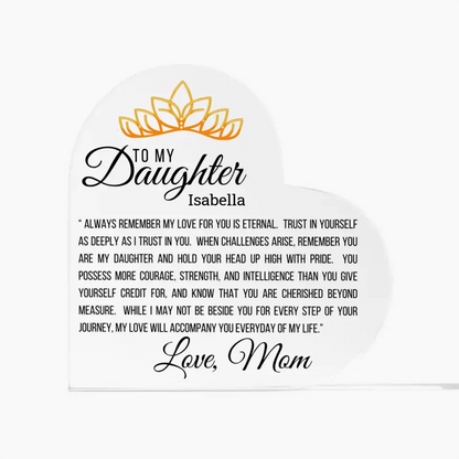 FROM HEART TO HEART: A MOTHER'S LOVE (CUSTOMIZE DAUGHTERS NAME) PLAQUE