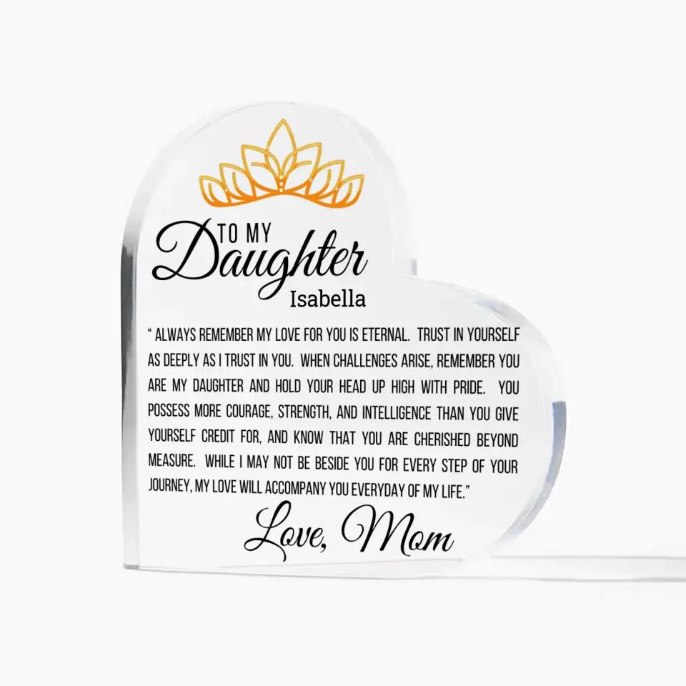 FROM HEART TO HEART: A MOTHER'S LOVE (CUSTOMIZE DAUGHTERS NAME) PLAQUE