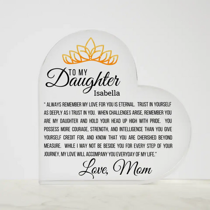 FROM HEART TO HEART: A MOTHER'S LOVE (CUSTOMIZE DAUGHTERS NAME) PLAQUE