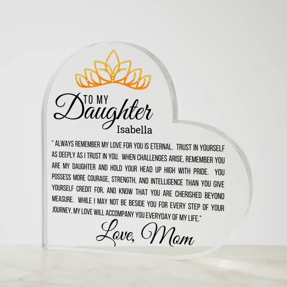 FROM HEART TO HEART: A MOTHER'S LOVE (CUSTOMIZE DAUGHTERS NAME) PLAQUE