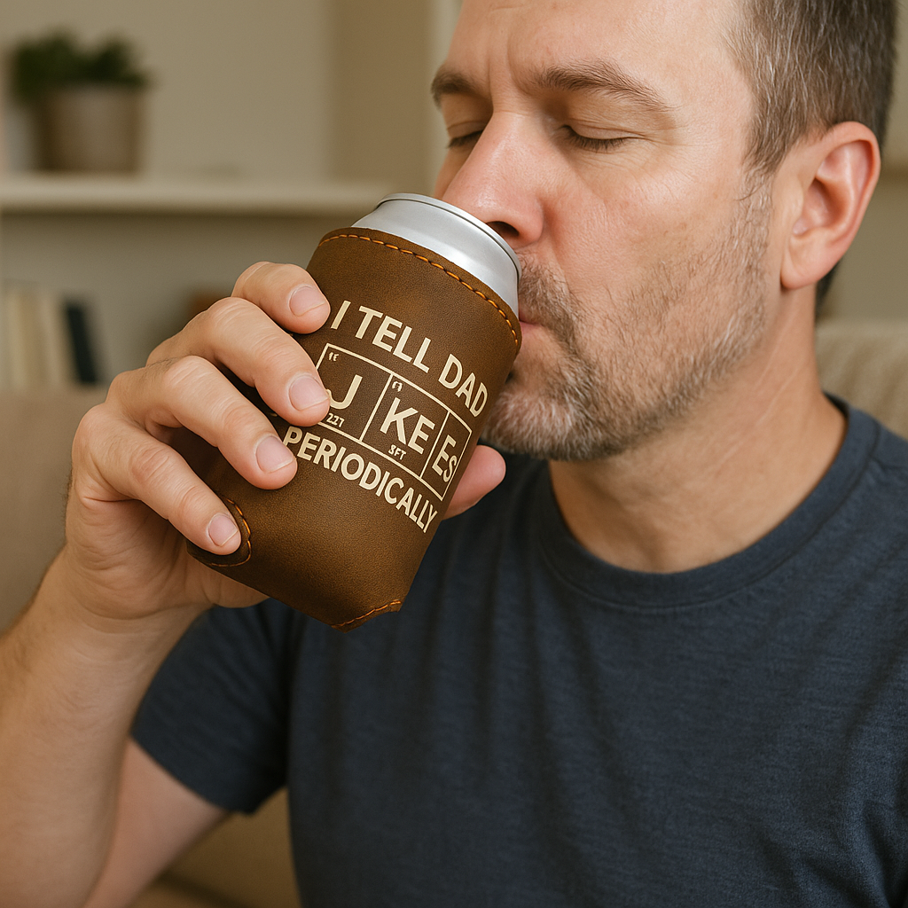 Cool Dad Can Cooler – Rustic Leatherette Drink Holder