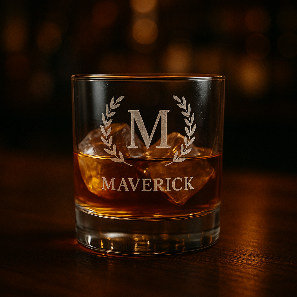 Personalized Laser-Engraved Whiskey Glass & Insulated Tumbler
