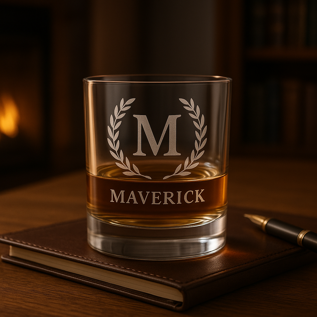 Personalized Laser-Engraved Whiskey Glass & Insulated Tumbler