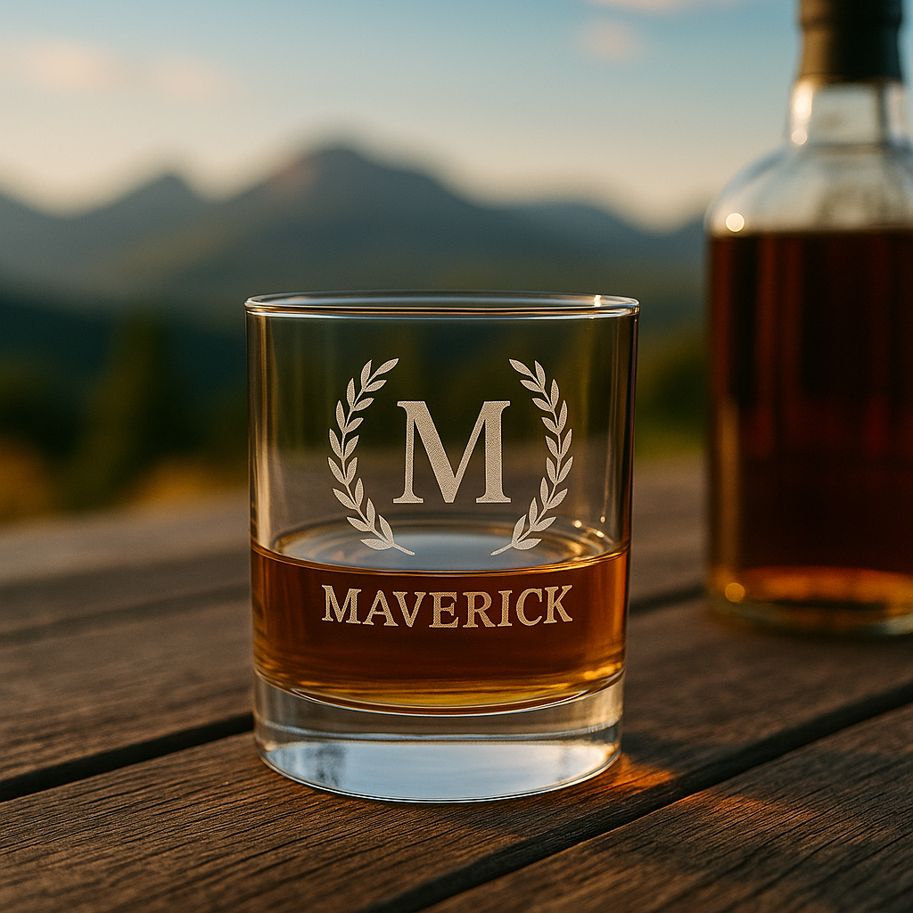 Personalized Laser-Engraved Whiskey Glass & Insulated Tumbler