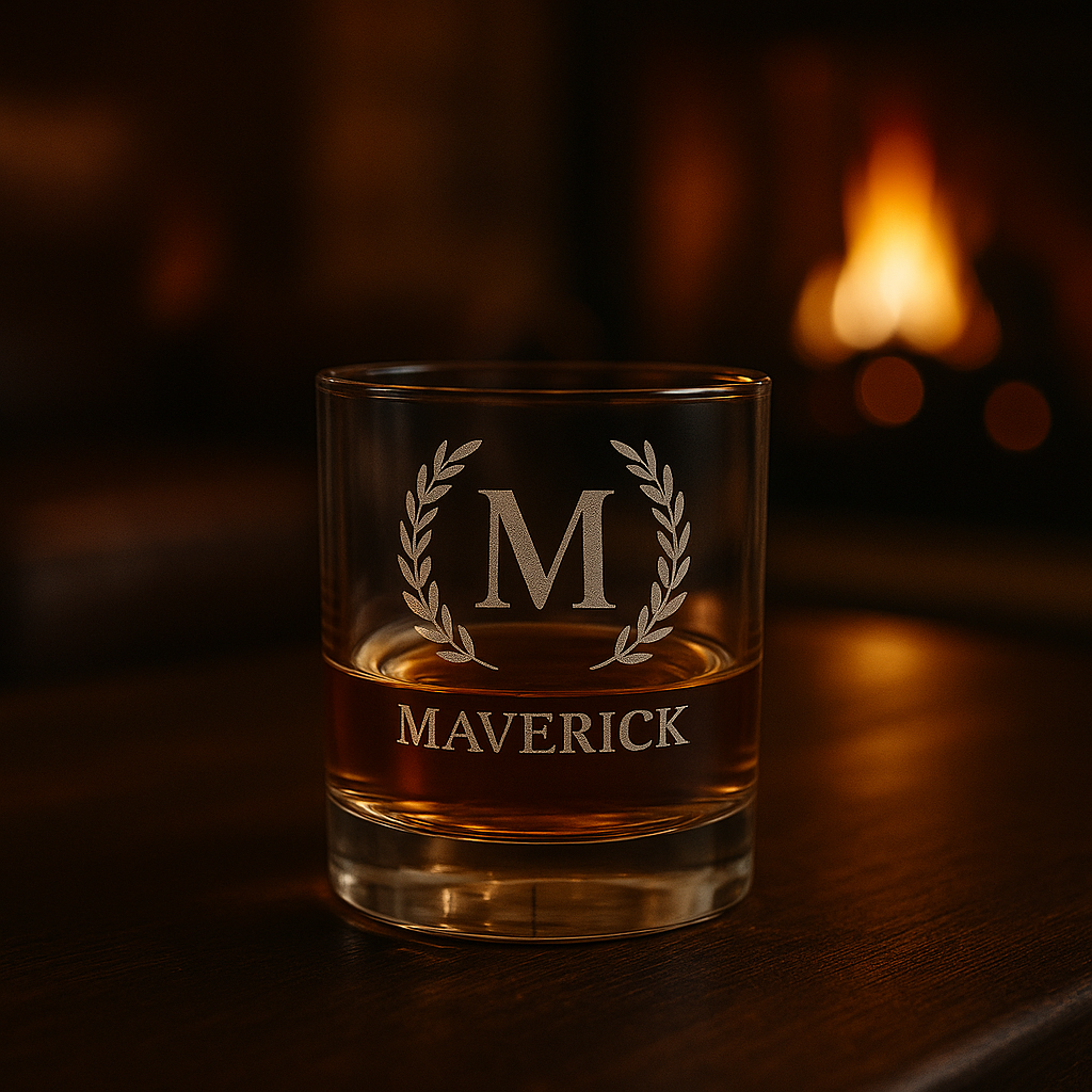 Personalized Laser-Engraved Whiskey Glass & Insulated Tumbler