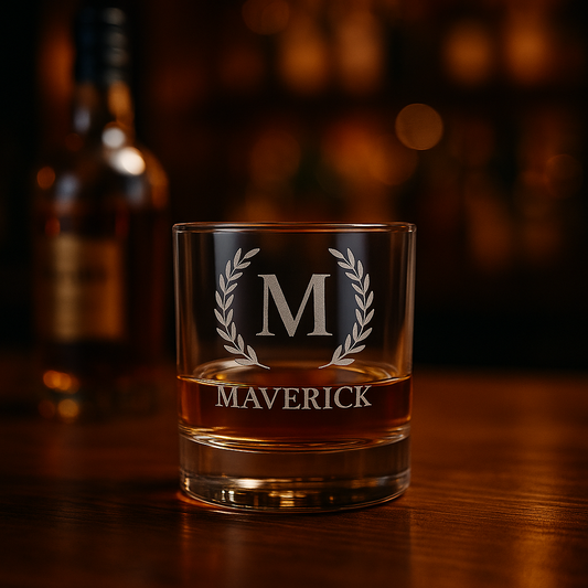 Personalized Laser-Engraved Whiskey Glass & Insulated Tumbler