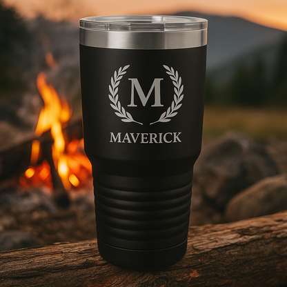 Personalized Laser-Engraved Whiskey Glass & Insulated Tumbler